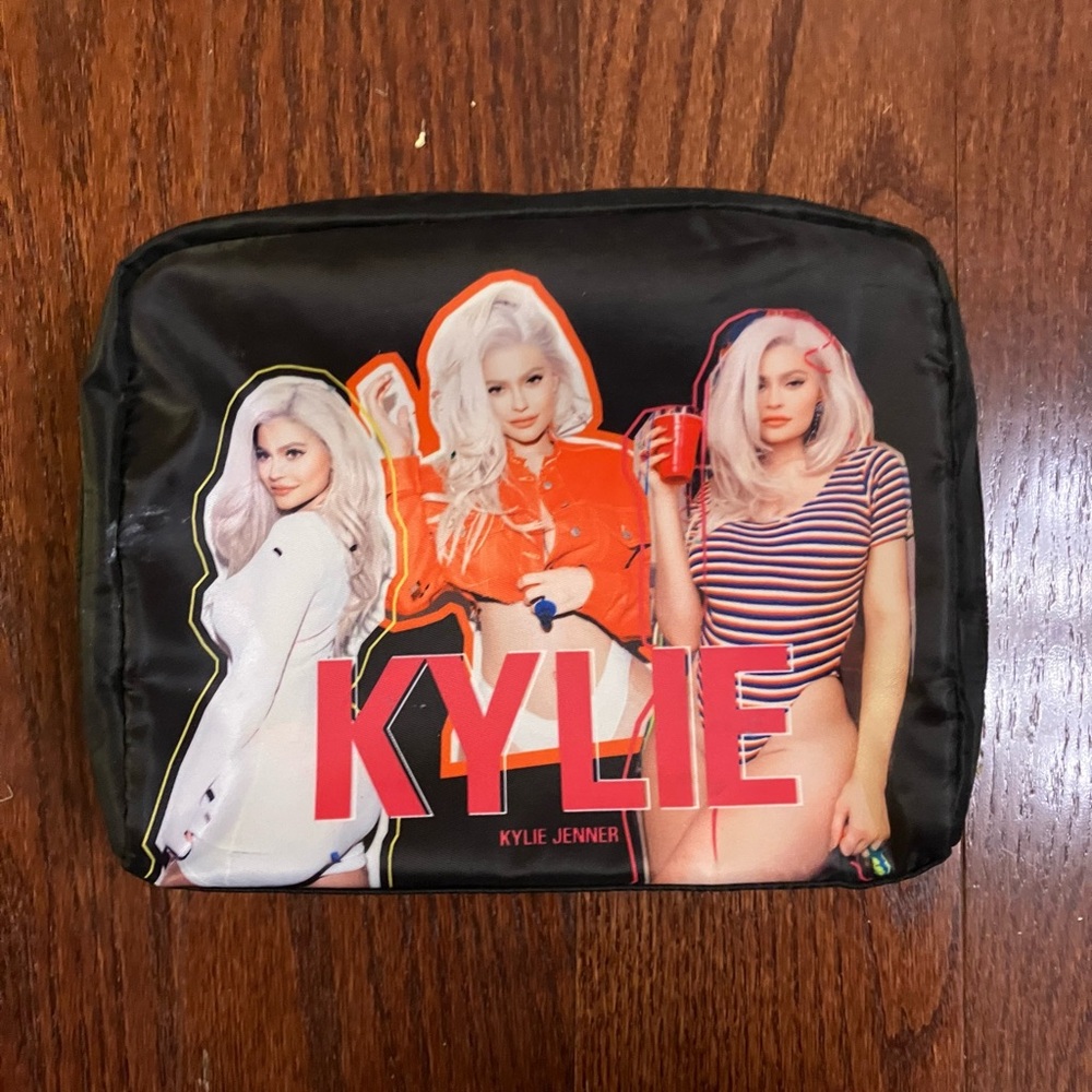 Kylie Cosmetics Black Pouch with Red Logo and Multi-Image Print